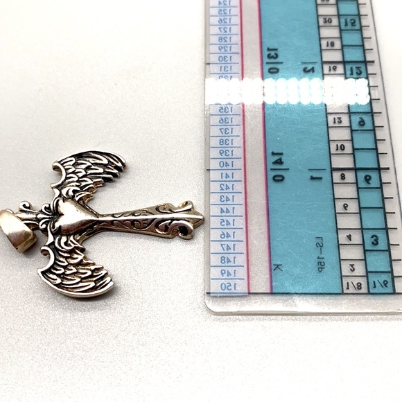 Gothic style sterling silver cross with wings and great detail on the front 💜 - Picture 5 of 7